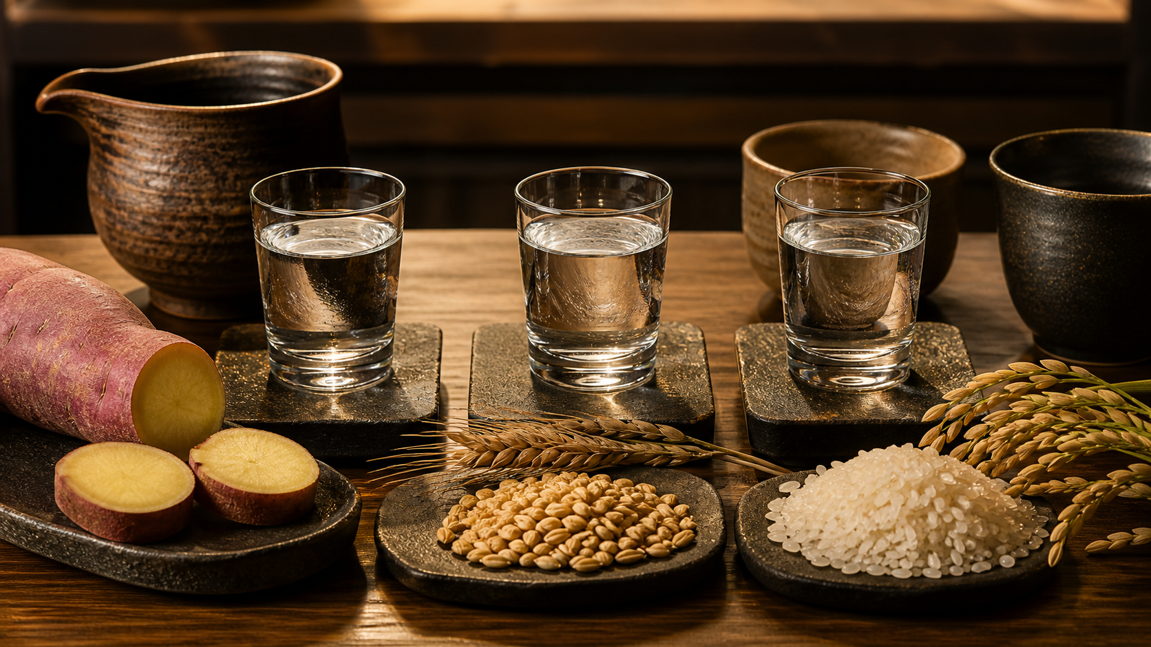 【完全解説】芋・麦・米焼酎の違い|原料別の味わいと選び方ガイド