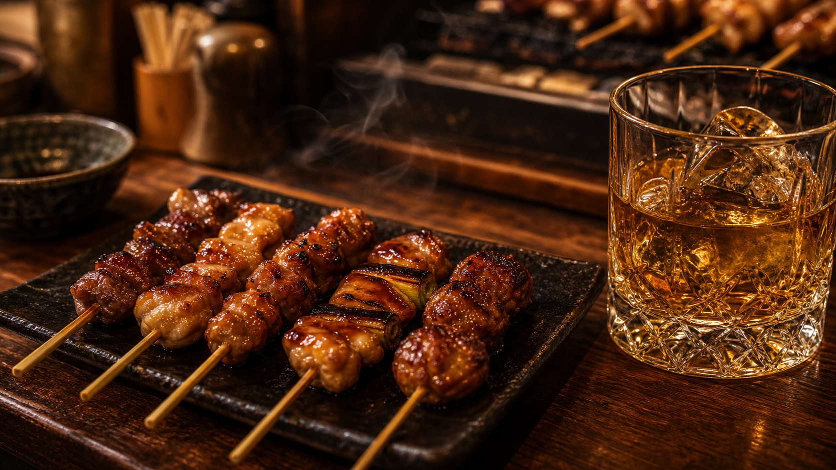 焼き鳥(タレ)とウイスキー|醤油と甘みの濃厚レイヤーにバーボンを
